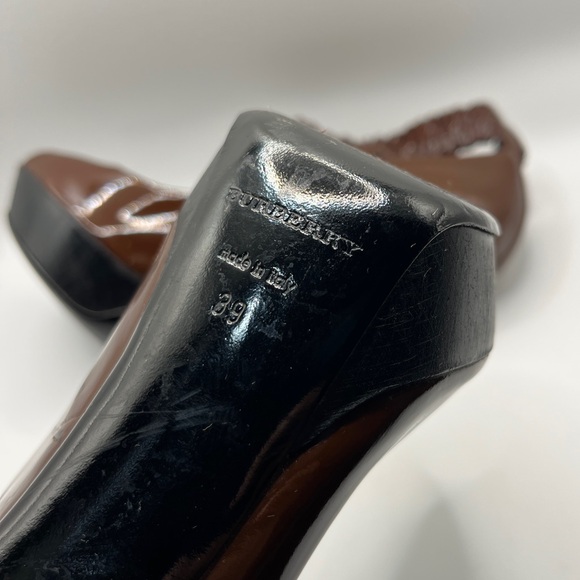 Burberry Brown Leather Peep-Toe Heels Size 39 (Dust bag included) - Picture 8 of 9